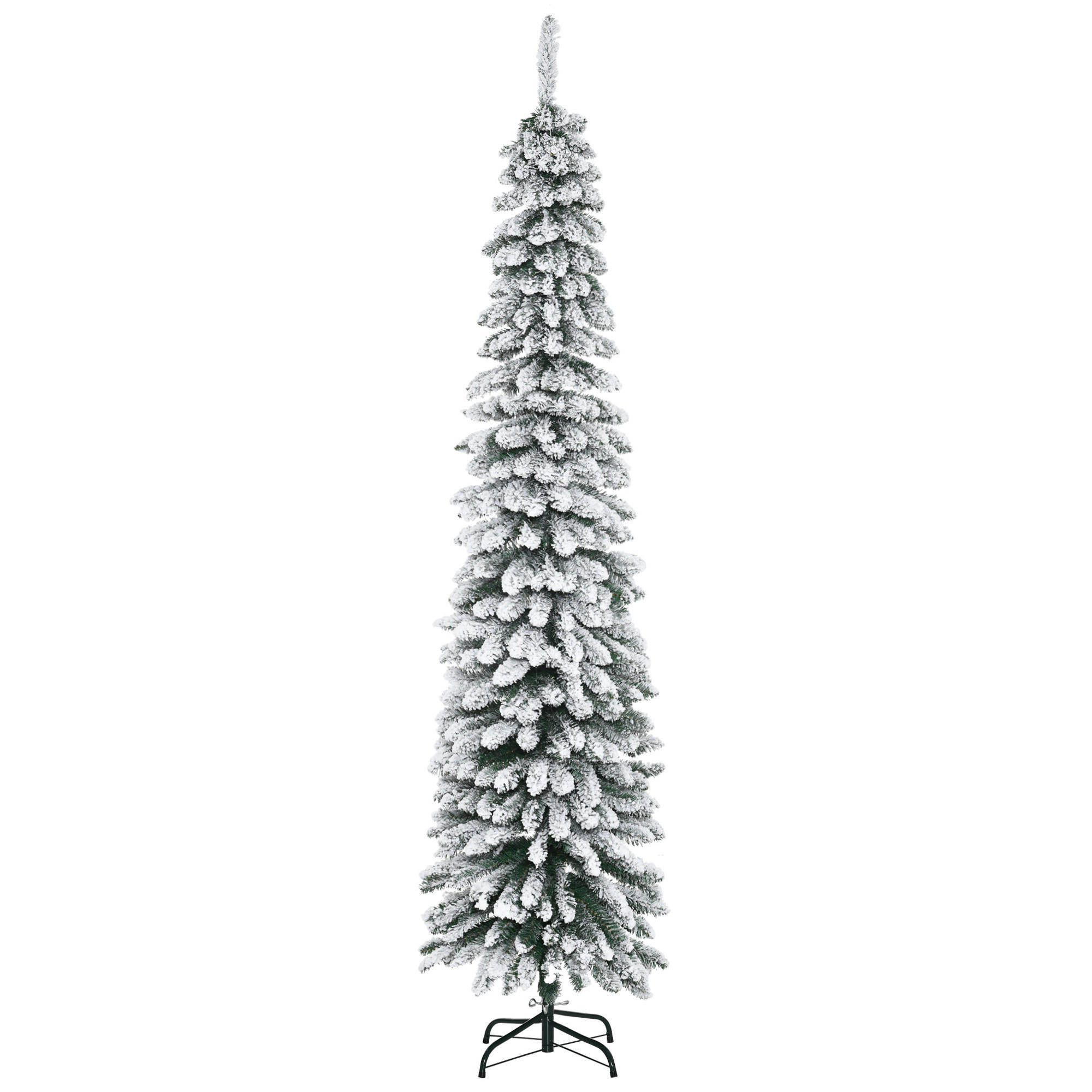 KÜNSTLICHER Weihnachtsbaum, 210 cm Christbaum mit 490 Spitzen für Weihnachten - Weiß/Grün, Kunststoff/Metall (210cm) - HOMCOM