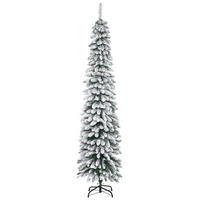 KÜNSTLICHER Weihnachtsbaum, 210 cm Christbaum mit 490 Spitzen für Weihnachten - Weiß/Grün, Kunststoff/Metall (210cm) - HOMCOM