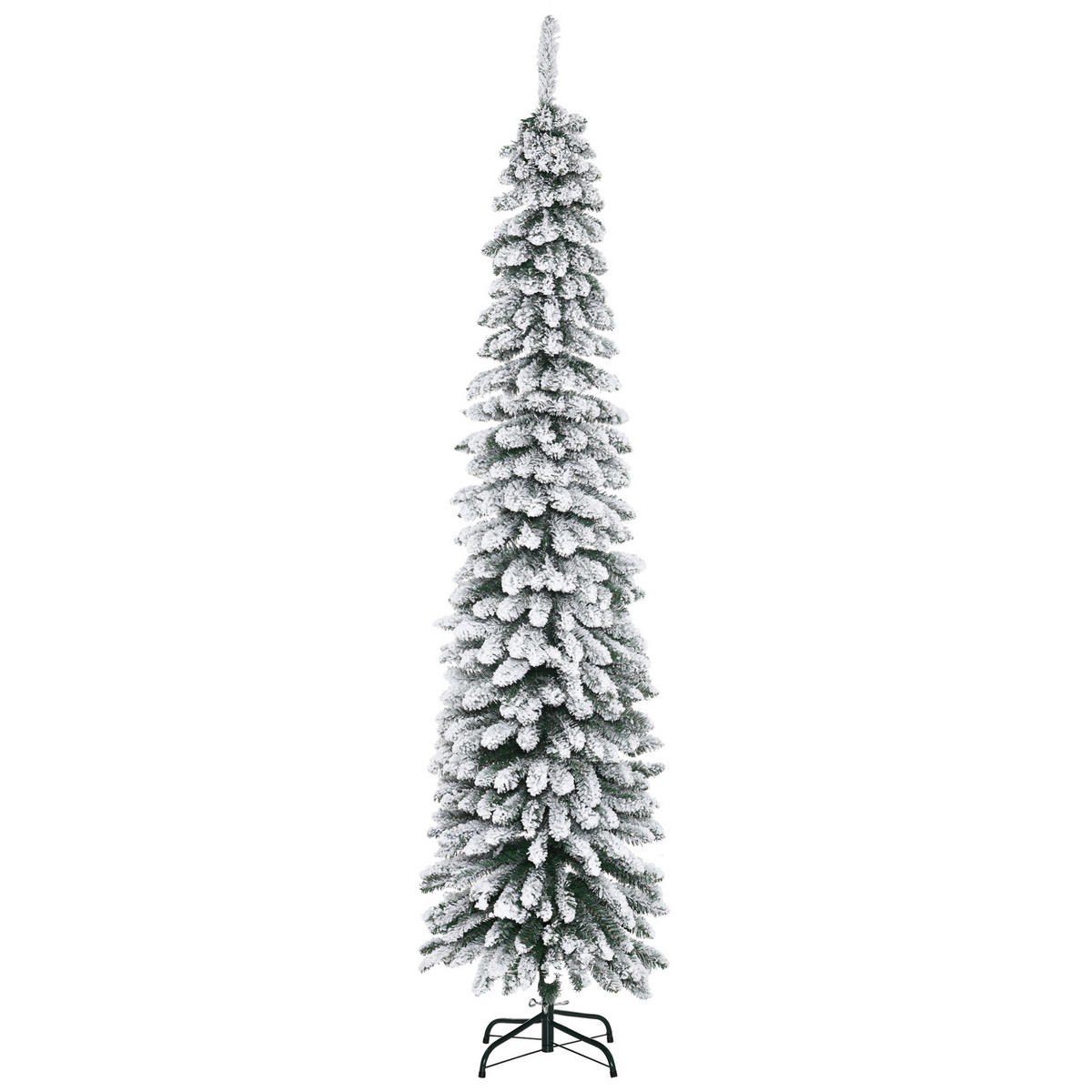 KÜNSTLICHER Weihnachtsbaum, 210 cm Christbaum mit 490 Spitzen für Weihnachten - Weiß/Grün, Kunststoff/Metall (210cm) - HOMCOM