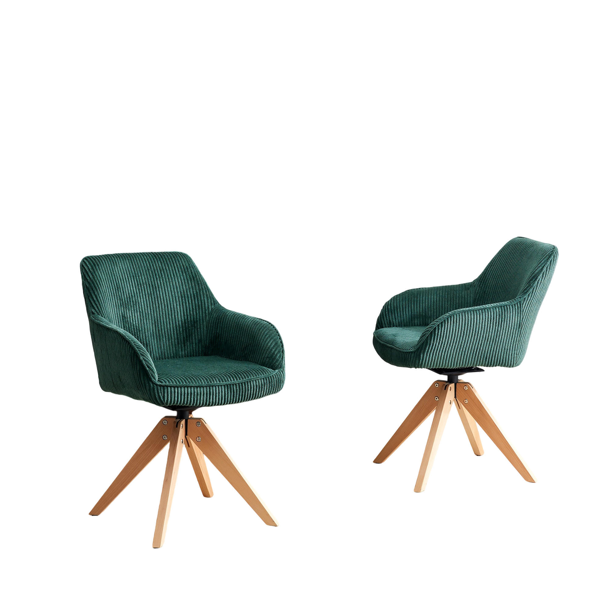 ARMLEHNSTUHL-SET DE-36619 2 Stück mit Massivholzbeinen Dunkelgrün - Dunkelgrün, Holz (44/84/56cm) - ComfortXL