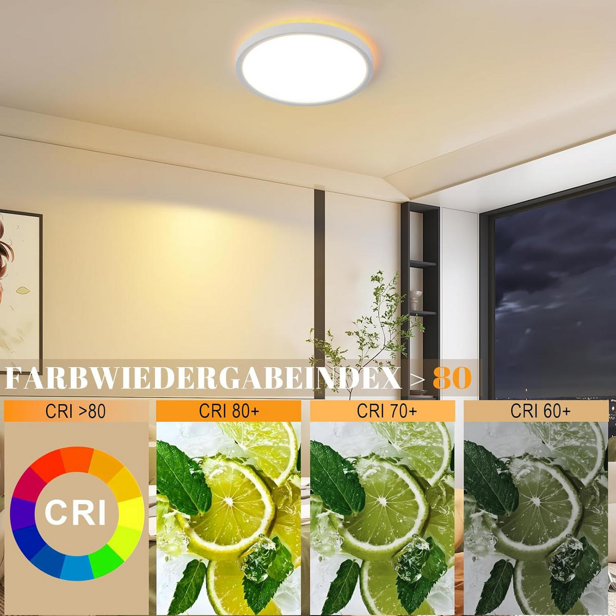 LED-DECKENLEUCHTE Helligost 22/2.6/22 cm - Weiß, Kunststoff (22/22/2.6cm) - ZMH