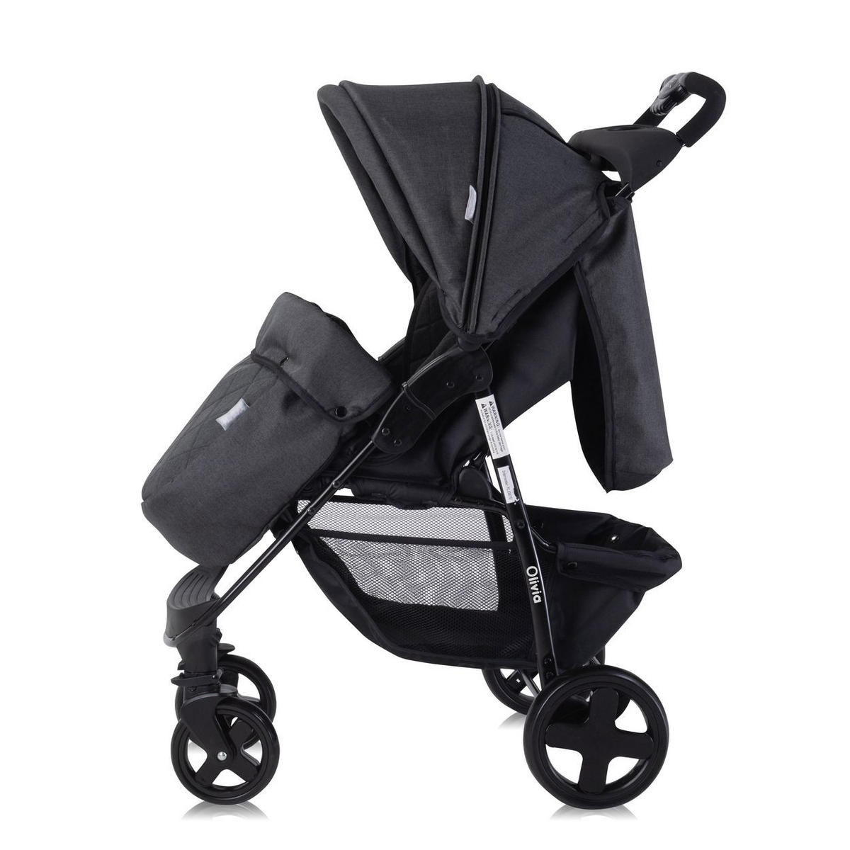 BUGGY Olivia schwarz Zubehörbox, Fußabdeckung, verstellbar, Korb - Schwarz, Metall (80/49/100cm) - Lorelli