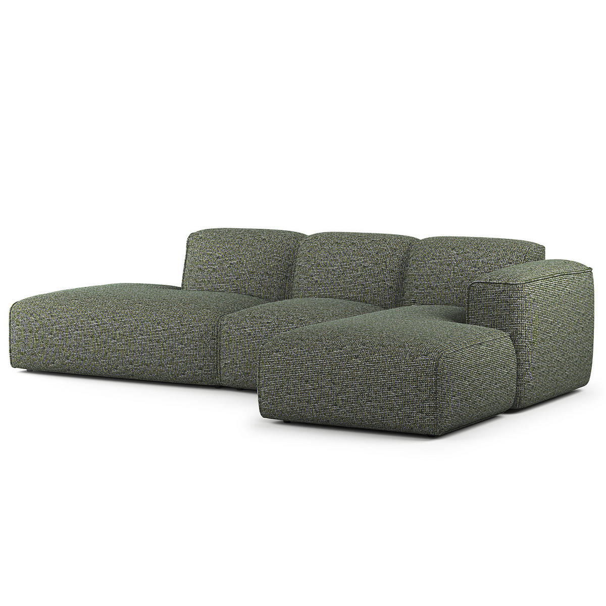 ECKSOFA mit Chaiselongue - Schwarz/Grün, Kunststoff/Textil (290/173cm) - home24