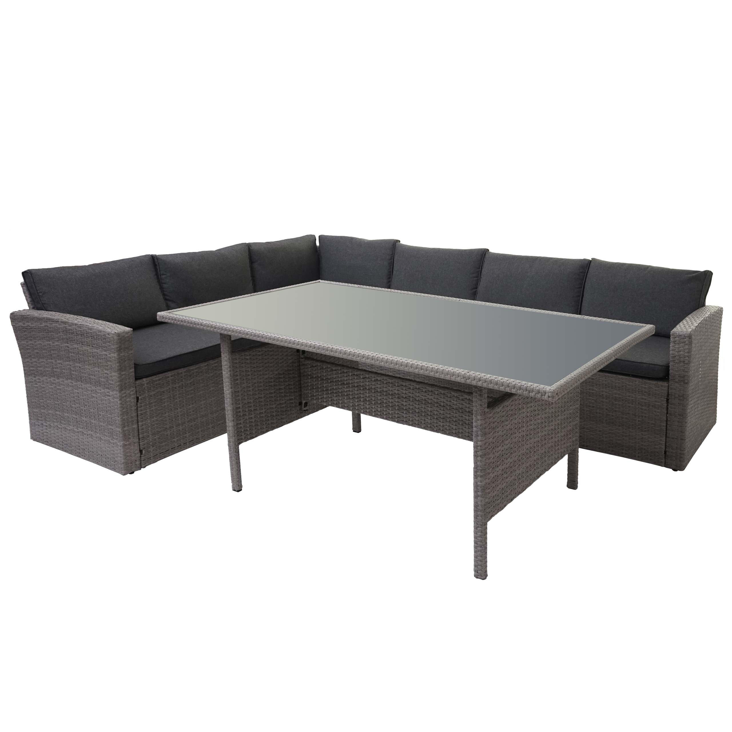 POLY-RATTAN-GARNITUR Grau - Grau, Kunststoff - MCW