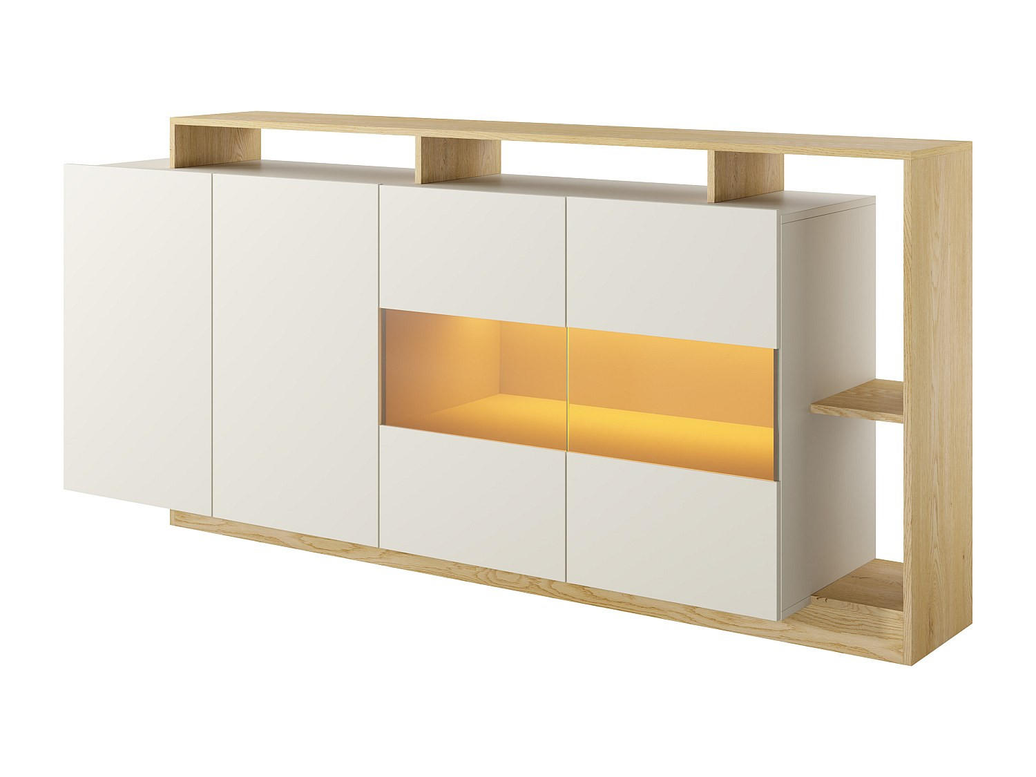 SIDEBOARD - 200cm x 43.6cm - Holzspan - beige, naturfarben hell - IDESIA - Beige, Holz (200/92.8/43.6cm) - Vente-Unique