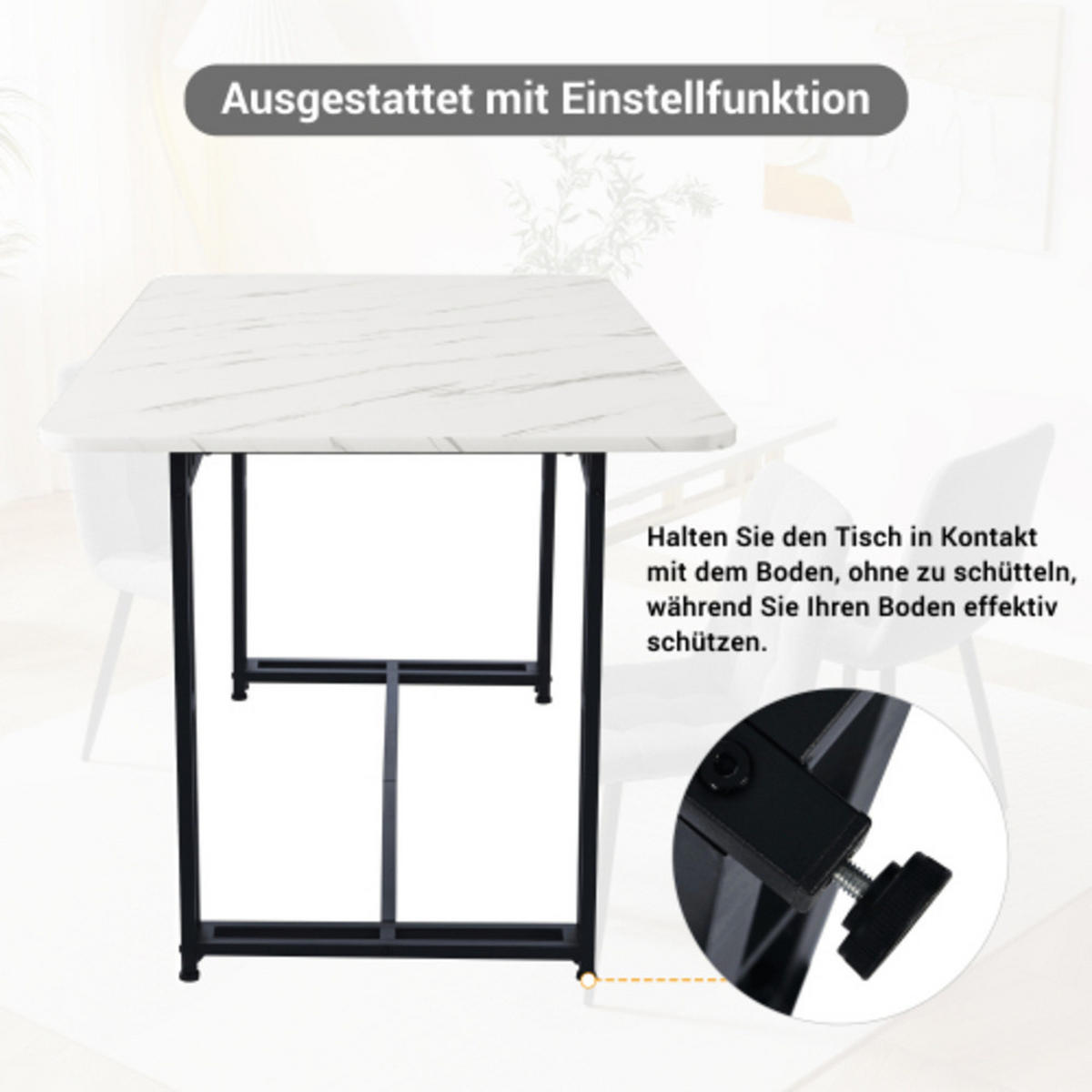 LUXUS-ESSTISCH mit Weiß-Schwarz-Finish, goldfarbenen Metallbeinen und MDF-Tischplatte für Ess- und Wohnraum, weiß-schwarz - Weiß, Holzwerkstoff (120/70/74cm) - Luhomfu