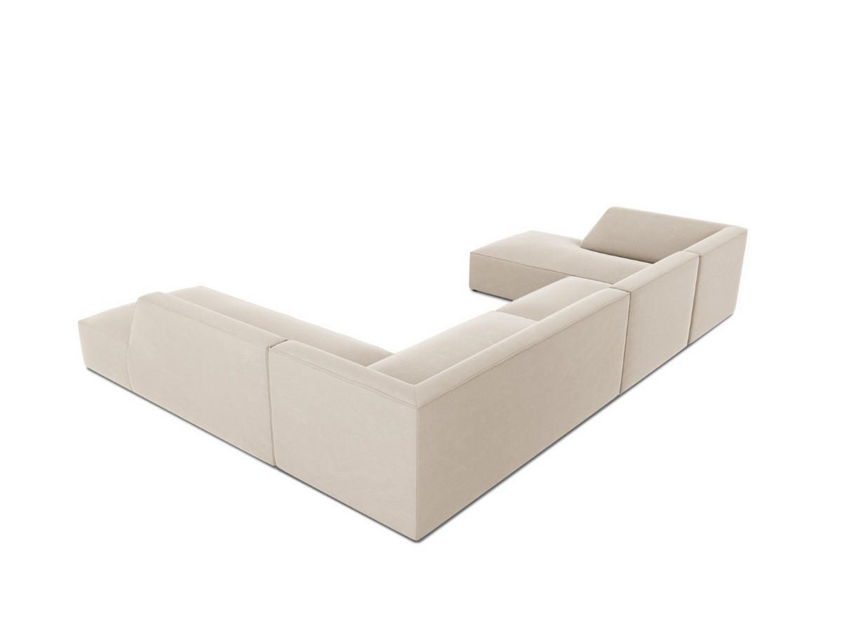 PANORAMASOFA rechts Ruby aus Samt beige 7 Sitzplätze - Beige, Textil (273/69/366cm) - Micadoni
