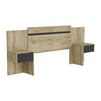 BETTKOPFTEIL ausziehbar mit integrierten Nachttischen - 140/160 cm - Naturfarben & Schwarz - PARATI - Schwarz, Holz (252/106/39.5cm) - Vente-Unique