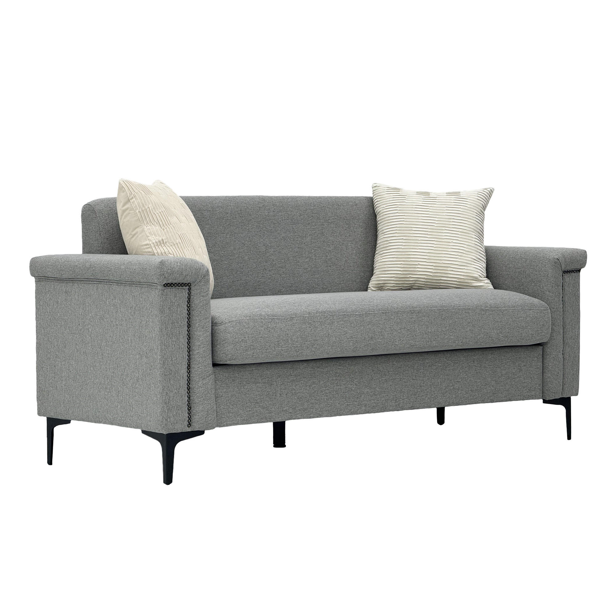 SOFA 2-Sitzer mit Metallfüßen Light Grey - Hellgrau, Holz (73.5/81.5/172cm) - Meubliv