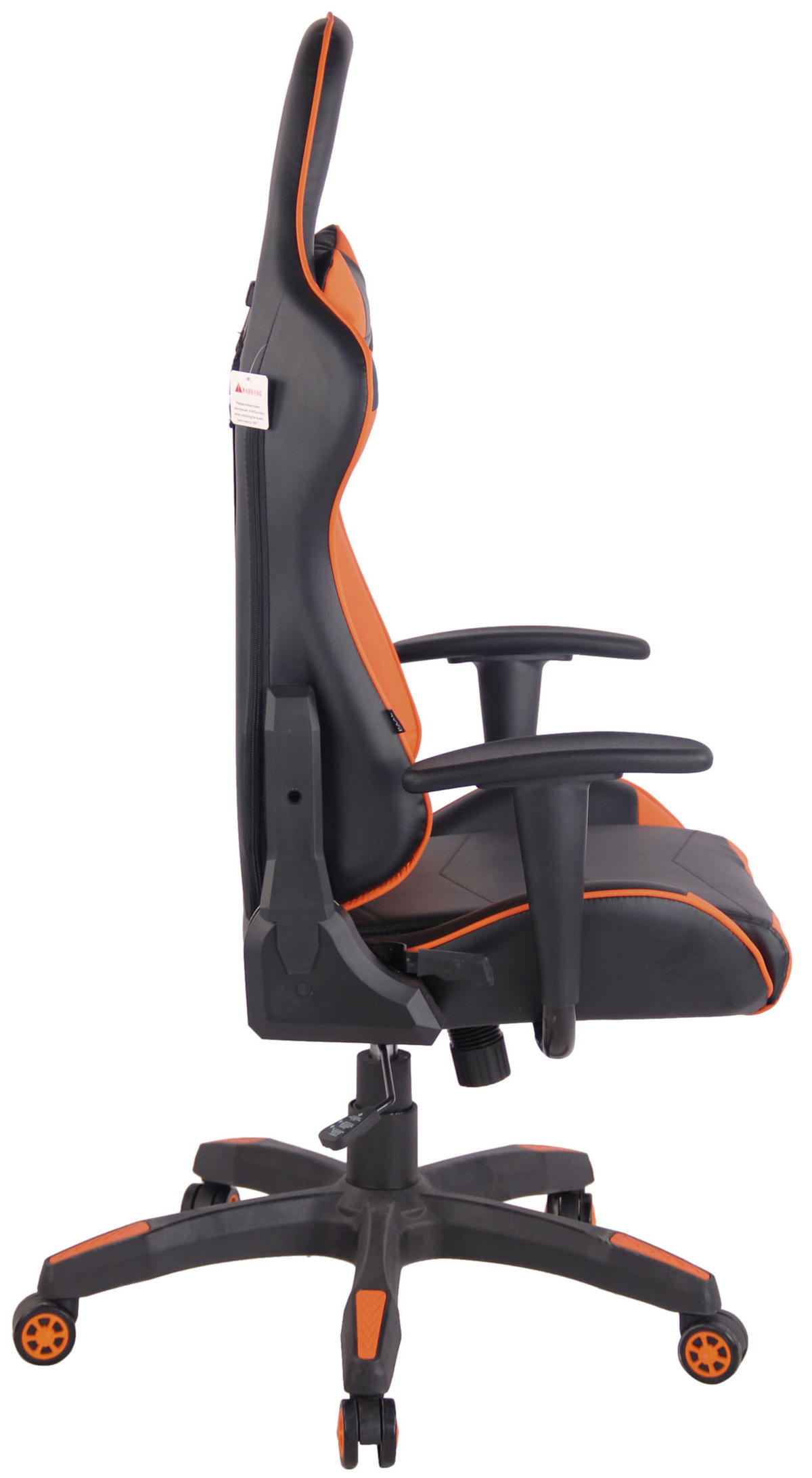 GAMINGSTUHL Lederlook schwarz/orange - Chromfarben/Schwarz, Kunststoff/Textil (65/128/50cm) - CLP