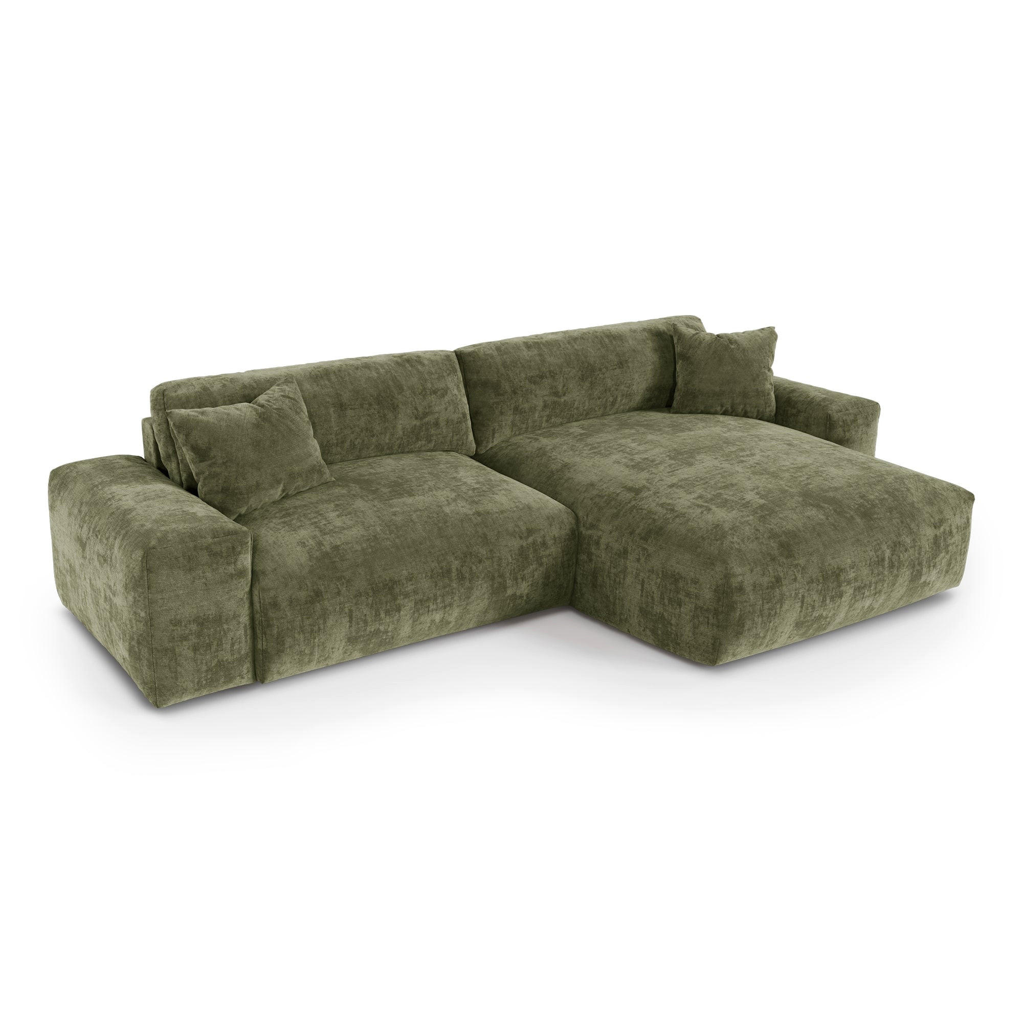 ECKSOFA rechtwinklig CHEER Geprägter Samt Vintage-Grün 312cm - Dunkelgrün/Grün, Textil (312/167cm) - Premium Interiors