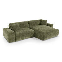 ECKSOFA rechtwinklig CHEER Geprägter Samt Vintage-Grün 312cm - Dunkelgrün/Grün, Textil (312/167cm) - Premium Interiors