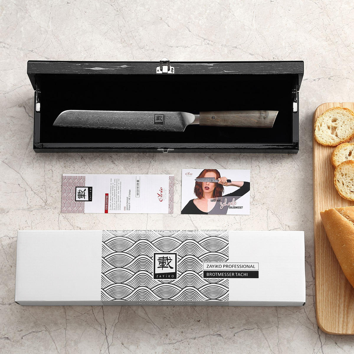 BROTMESSER 20 cm - Ahornfarben, Holz/Metall (33cm) - Zayiko