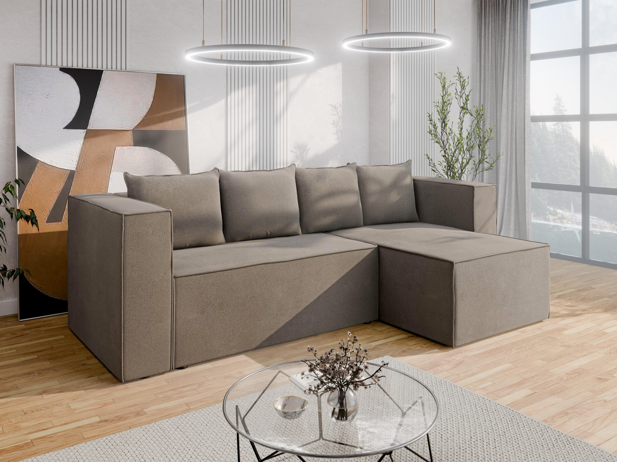 ECKSCHLAFSOFA AURIX Schlafsofa mit Bettkasten, Braun - Braun, Holz (150/244cm) - Panda Möbel