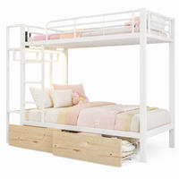 ETAGENBETT 90/200 mit LED, Schubladen, Regalen und Kleiderstange in Weiß - Weiß, Holzwerkstoff/Metall (90/200cm) - EVRYAE