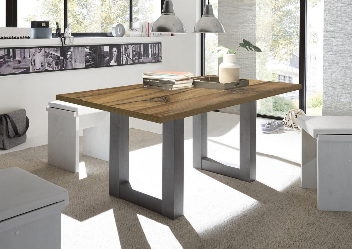 ESSZIMMERTISCH Eila 4 140 x 90 x 75 Esstisch Graphit/Plankeneiche - Alteiche, Holz (140/90/75cm) - 58aufmkessel
