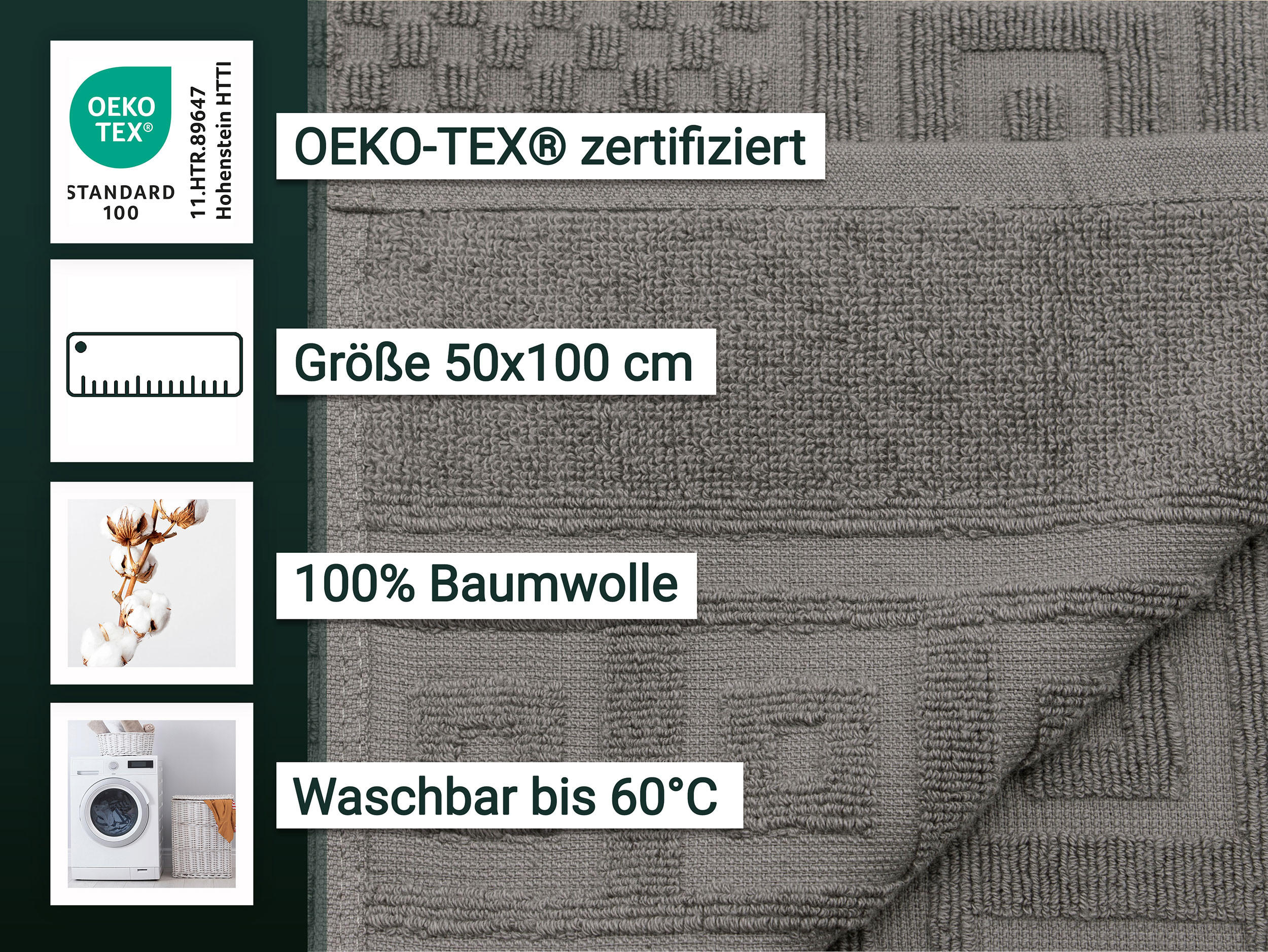 HANDTÜCHER, 10er-Set, 50x100 cm, 100% Baumwolle, Grau - Anthrazit, Textil (50/100cm) - Zollner