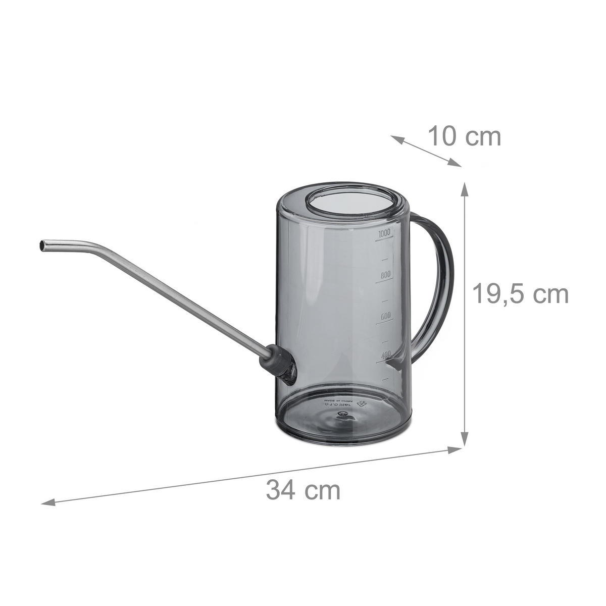 GIESSKANNE - Grau, Kunststoff/Metall (10/19.5/34cm) - Relaxdays