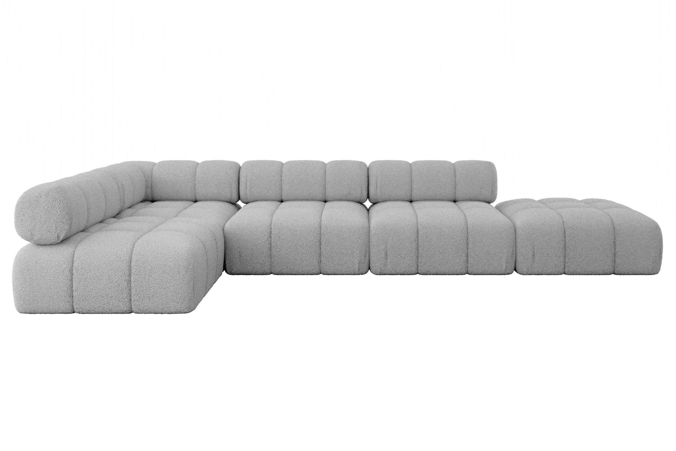 ECKSOFA modulares Sofa Favio-L2 - 380x190x70 cm Hellgrau Bouclé - Hellgrau, Holzwerkstoff/Textil (380/190cm) - ALTDECOR
