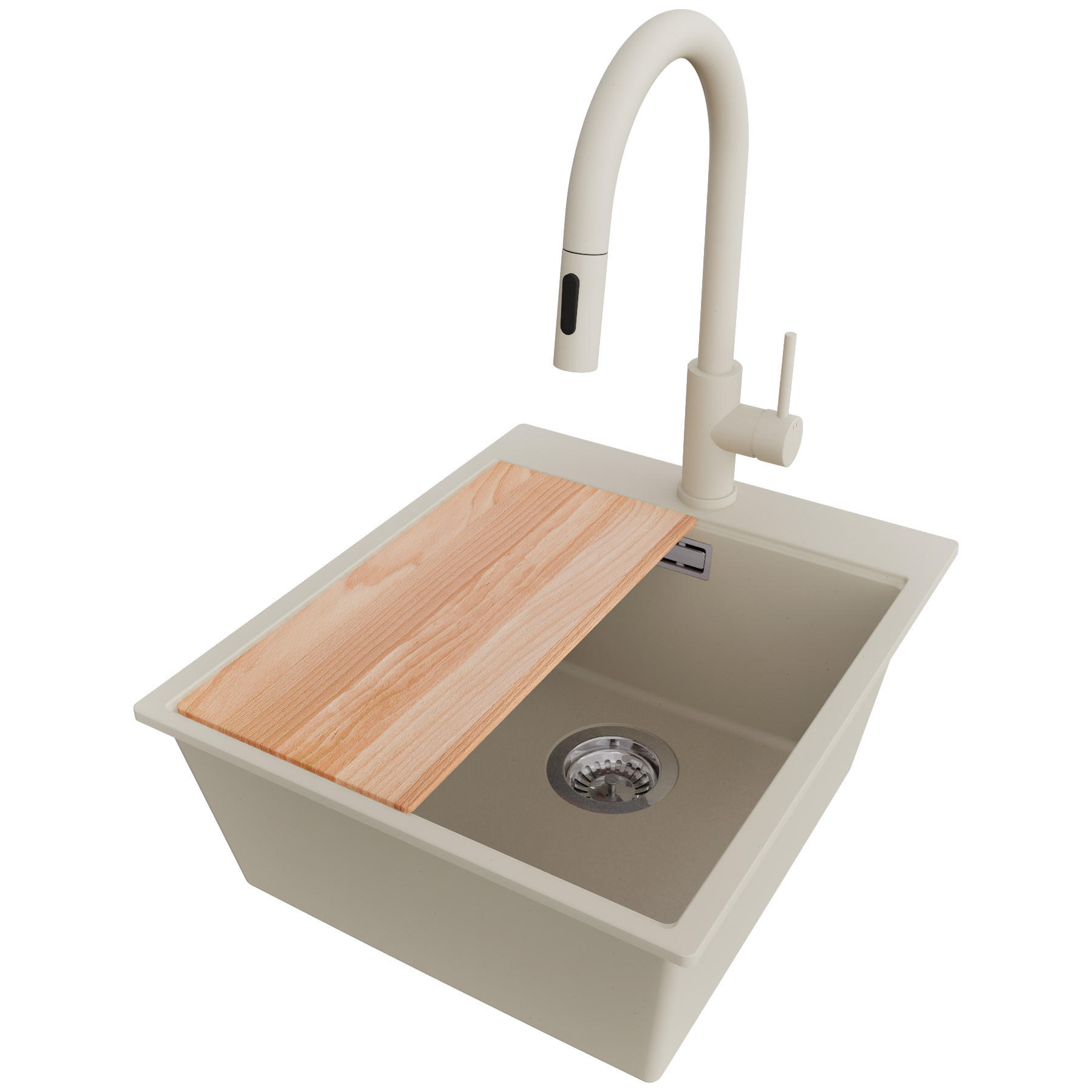 Primagran Granitspüle Beige, Chrom, Beige, Beige 43x20x50 cm