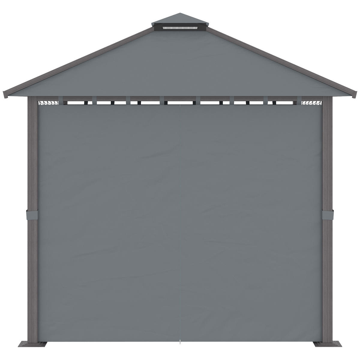 PAVILLON DE-12683 300/300 cm Doppeldach mit 4 Seitenwänden Grau - Dunkelgrau, Metall (296/280/296cm) - ComfortXL