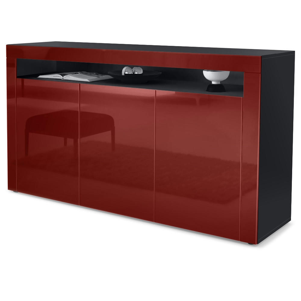 SIDEBOARD Valencia Bordeaux Hochglanz / Bordeaux Hochglanz - Bordeaux, Holzwerkstoff (155/92/40cm) - Vladon