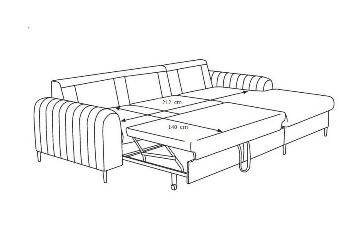 ECKSOFA MANGO, Eckcouch in L-Form mit Schlaffunktion und Bettkasten, Farbe: Grau, Velourstoff, Ottomane Links - Grau, Textil (251/164cm) - Sepro Meble