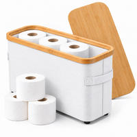 TOILETTENPAPIERBOX Weiß Bambus 12 Rollen - Weiß, Holz/Kunststoff (45/34.5/15cm) - Relaxdays