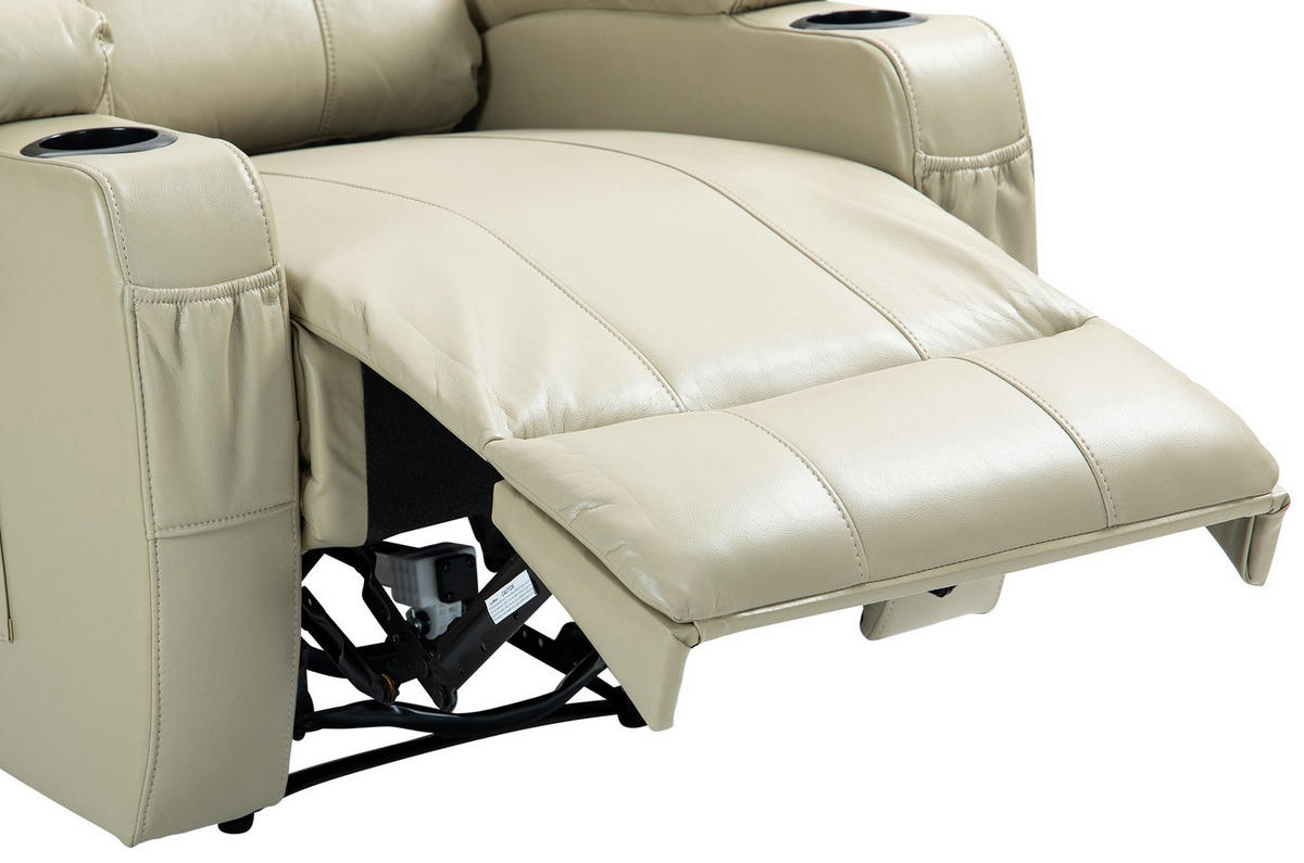 SESSEL Lederlook creme - Creme/Schwarz, Textil/Metall (83/105/94cm) - CLP