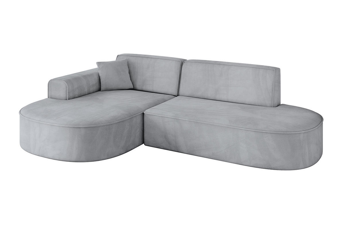 ECKSOFA Ottomane Links MARI-L1 - 243x171x79 cm Grau Velours - Schwarz/Grau, Holzwerkstoff/Kunststoff (243/171cm) - ALTDECOR