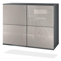 KOMMODE Rova Sandgrau Hochglanz - Sandfarben, Holzwerkstoff (92.5/73.5/35cm) - Vladon