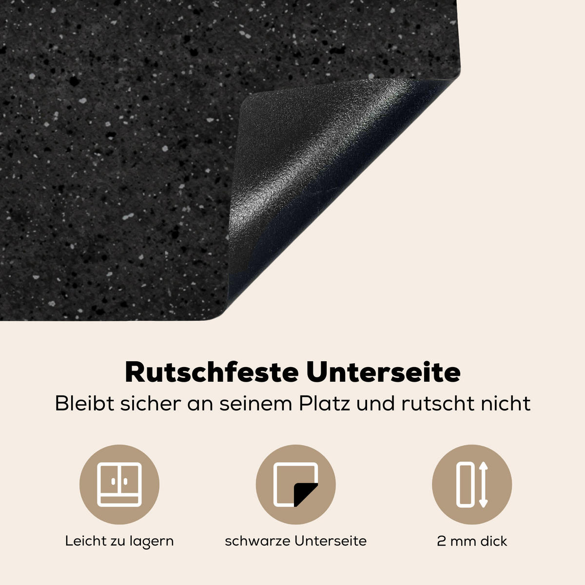 HERDABDECKPLATTE Granit - Schwarz - Grau Induktionsmatte 83x51 cm - Anthrazit, Kunststoff (83/51.5/0.2cm) - MuchoWow