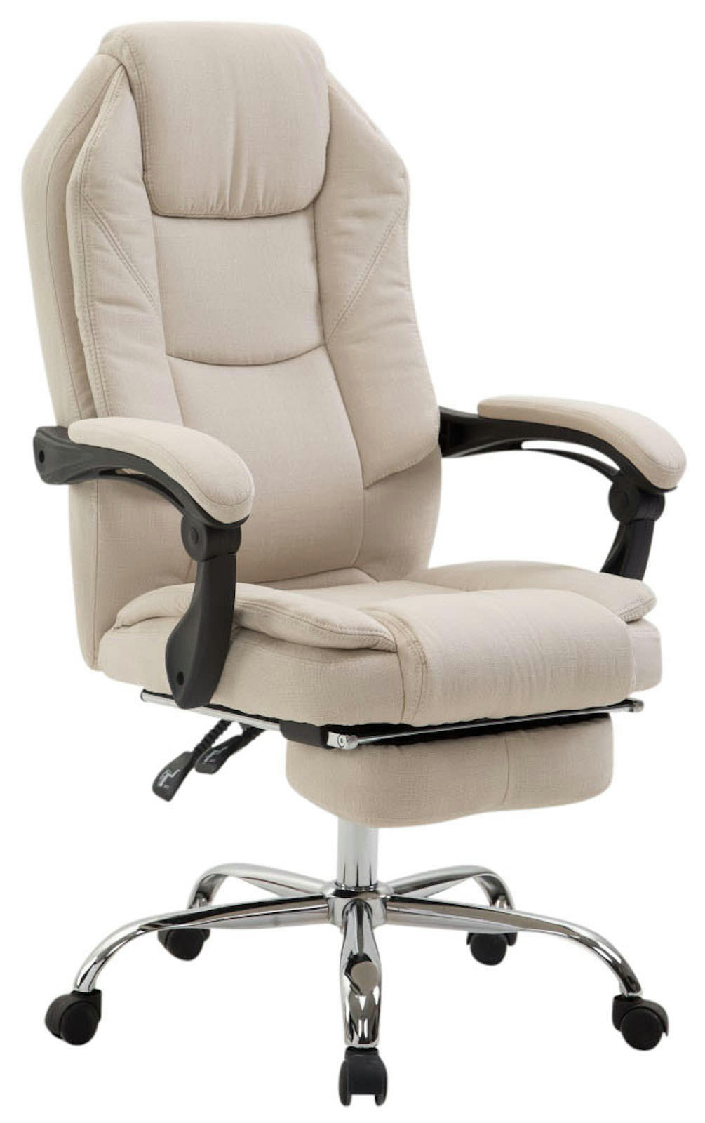 BÜROSTUHL MEDHA Stoff 114x67x64 Creme Stoff Metall - Creme, Textil/Metall (67/114/64cm) - DELUKE