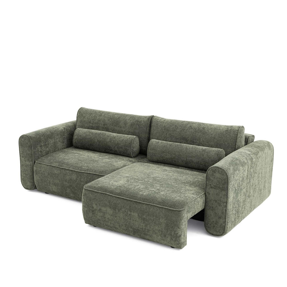 ECKSOFA MOTION mit Schlaffunktion 130x200 Webstoff Grün - Schwarz/Grün, Holz/Textil (250/166cm) - Muffo