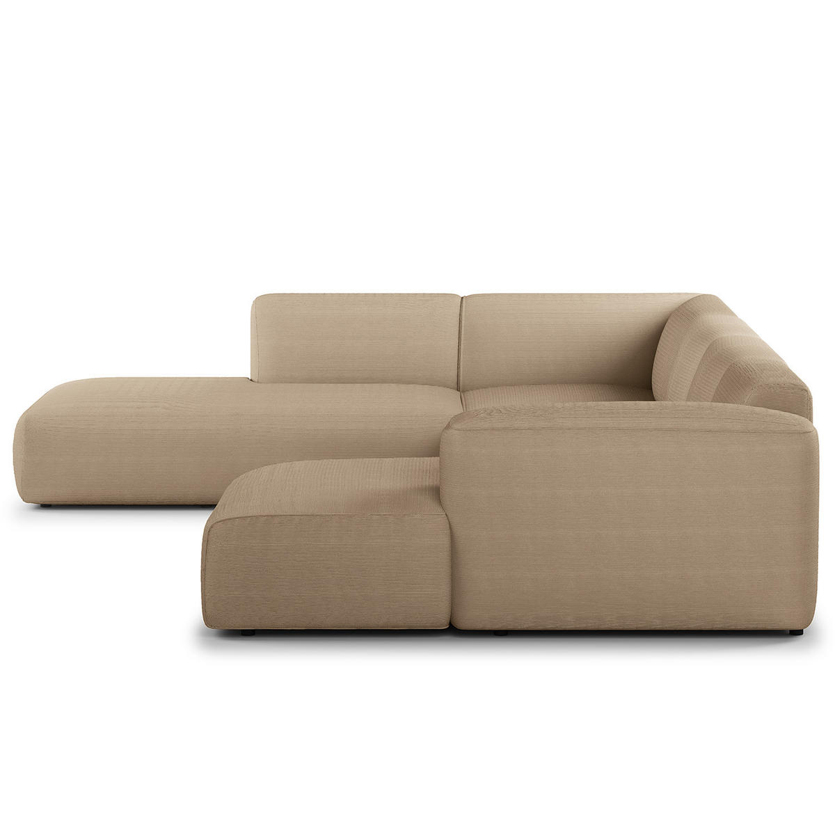 WOHNLANDSCHAFT mit Longchair - Taupe/Schwarz, Kunststoff/Textil (325/71/235cm) - home24