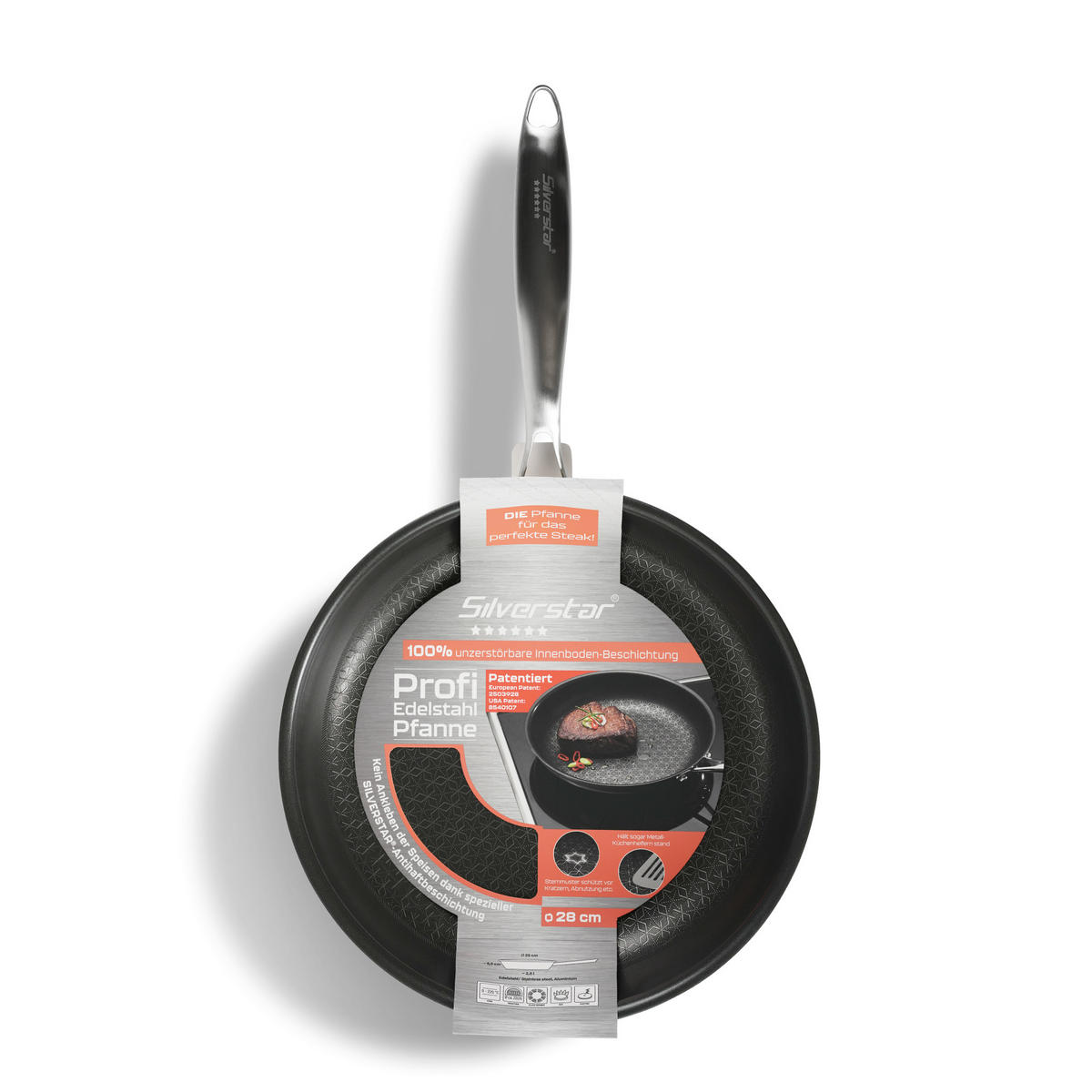 EDELSTAHLPFANNE 28 cm - Edelstahlfarben, Metall (28cm) - Stoneline