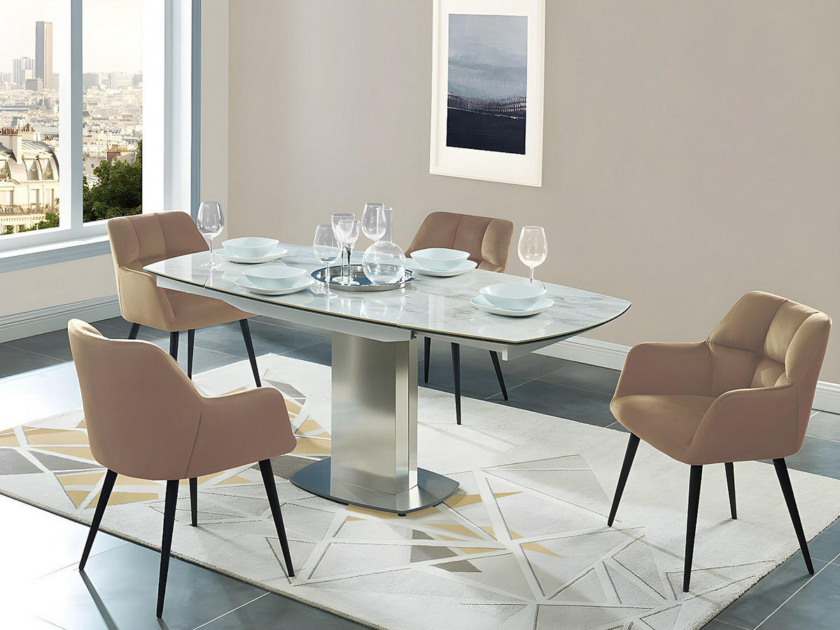 STUHL 6er-Set - Samt & Metall - Beige - PEGA - Beige, Textil (62/78/58.5cm) - Pascal Morabito