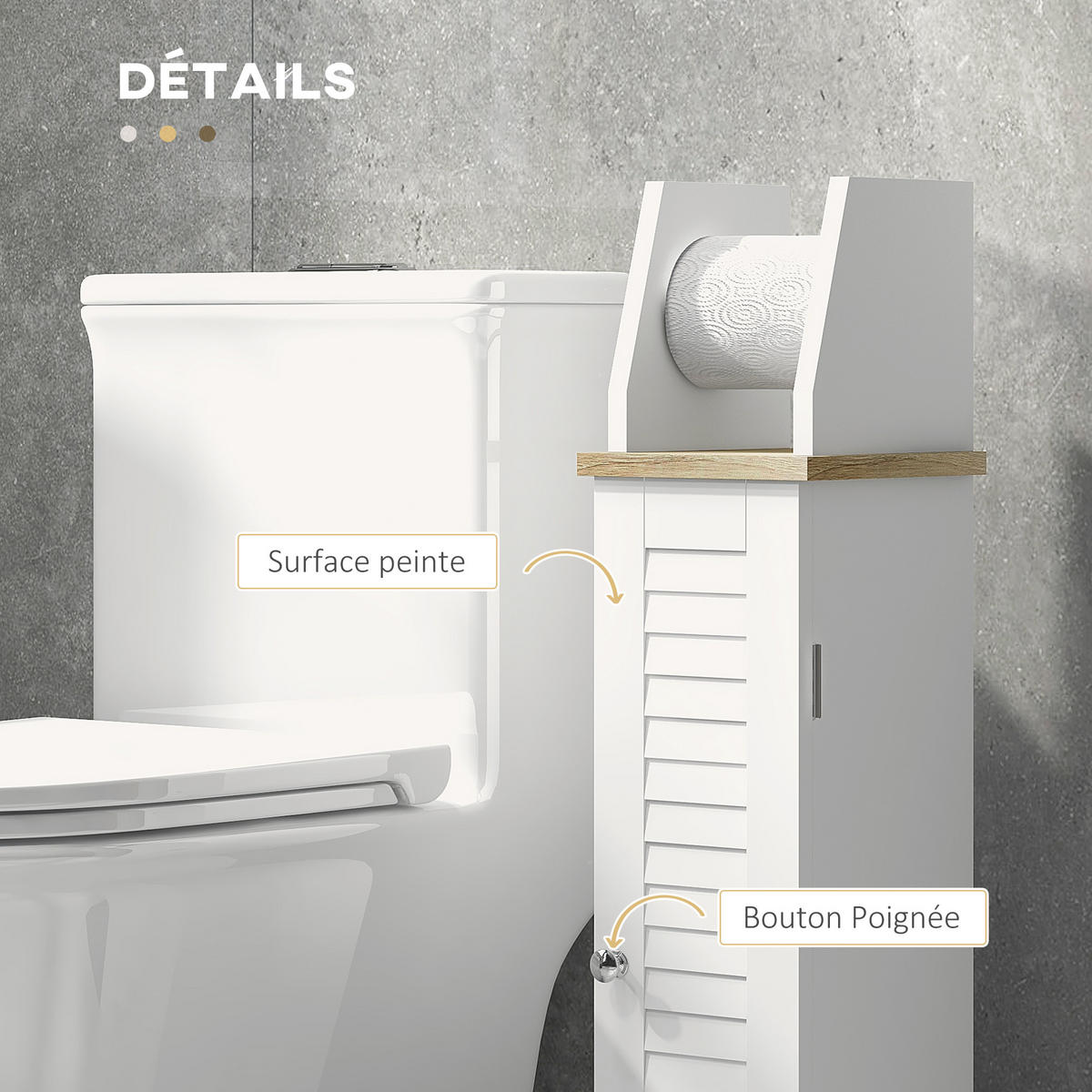 TOILETTENPAPIERHALTER DE-12387 mit schrank 18/20/80 cm Weiß - Weiß, Holzwerkstoff (20/80/18cm) - ComfortXL