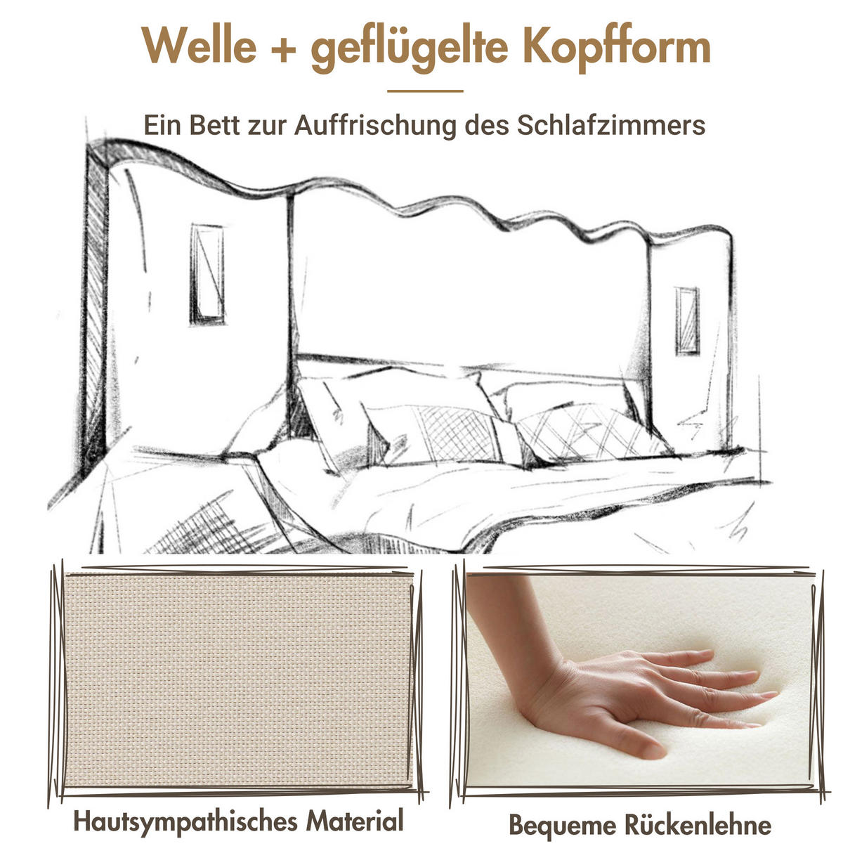 POLSTERBETT 160/200 cm Beige aus Leinen mit Stauraum - Beige, Textil (160/200cm) - OKMYHOME