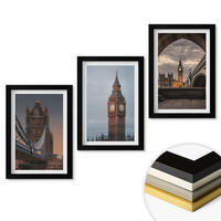 WANDBILDER 3er-Set - 20x30 cm Schwarzer Rahmen - London Bridge Big Ben Uhr - Schwarz, Kunststoff (20/30cm) - ArtPrintCave