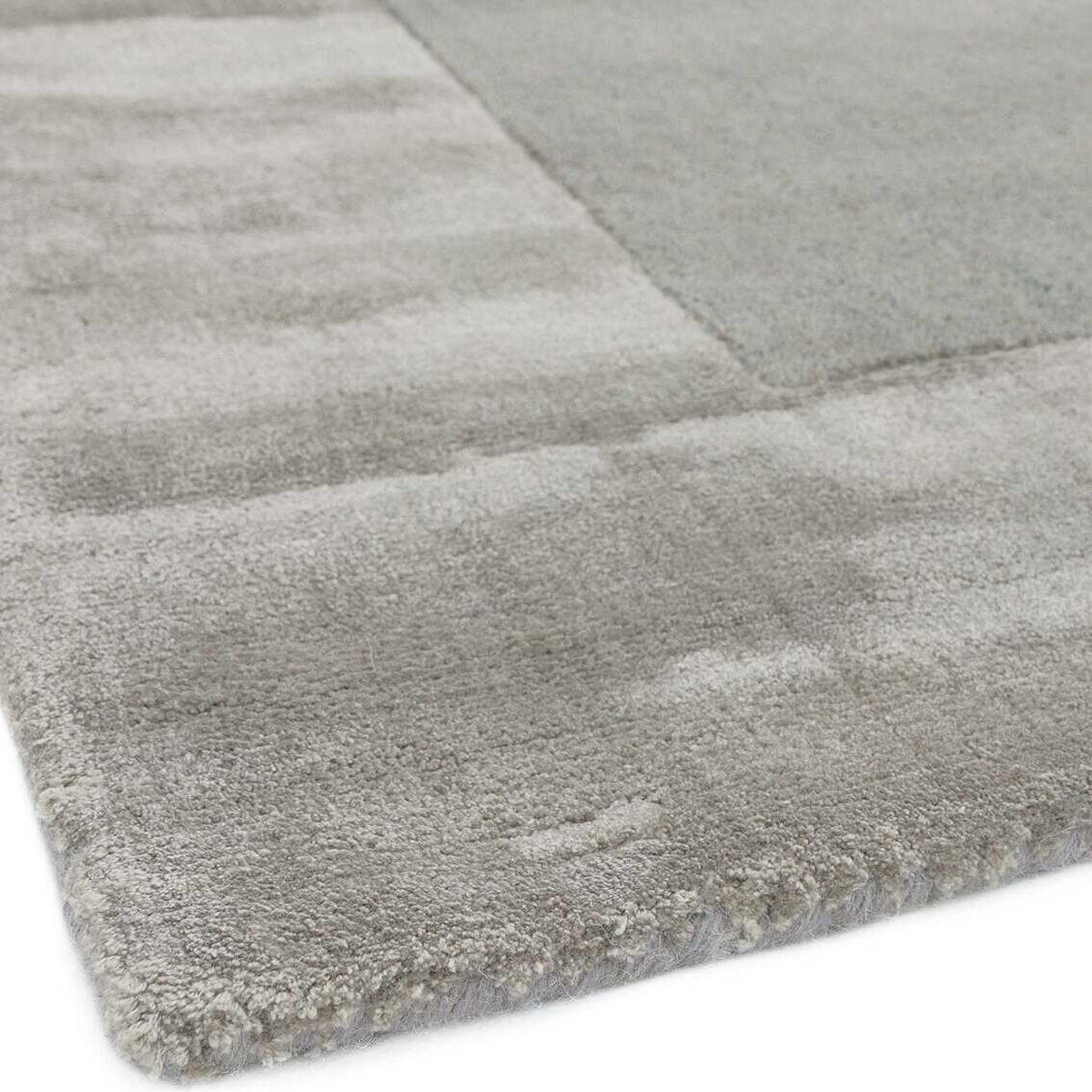 TEPPICH Wolle handgewebt einfarbig mit Viskosebordüre TYNE, Silber 200x290 cm - Silberfarben, Textil (200/290cm) - KADIMA DESIGN