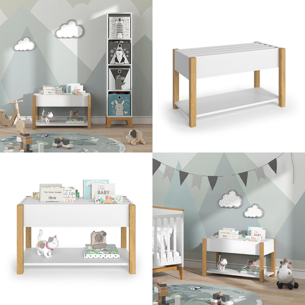KINDERREGAL Malia Weiß/Eiche 80 x 46 cm - Eichefarben/Weiß, Holzwerkstoff (80/46/40cm) - VitaliSpa