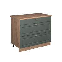 KÜCHENUNTERSCHRANK Fame-Line, Grün-Gold Landhaus/Goldkraft Eiche, 100 cm, AP Eiche - Honigeiche/Grün, Holzwerkstoff (100/82/60cm) - Vicco