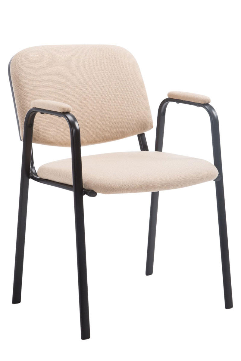 BESUCHERSTUHL Keen Pro, Stoffbezug mit Armlehne - Gestell Schwarz / Bezug Creme - Schwarz/Naturfarben, Textil/Metall (53/79/53cm) - TPFLiving