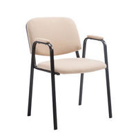 BESUCHERSTUHL Keen Pro, Stoffbezug mit Armlehne - Gestell Schwarz / Bezug Creme - Schwarz/Naturfarben, Textil/Metall (53/79/53cm) - TPFLiving