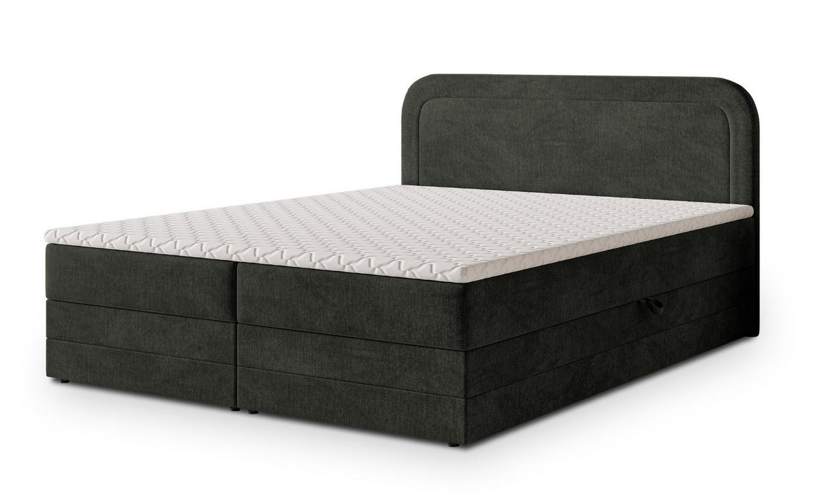 BOXBETT ARMEL 180x200 cm mit Matratze und Topper - Schwarz - Schwarz, Holz (180/200cm) - MASSENO