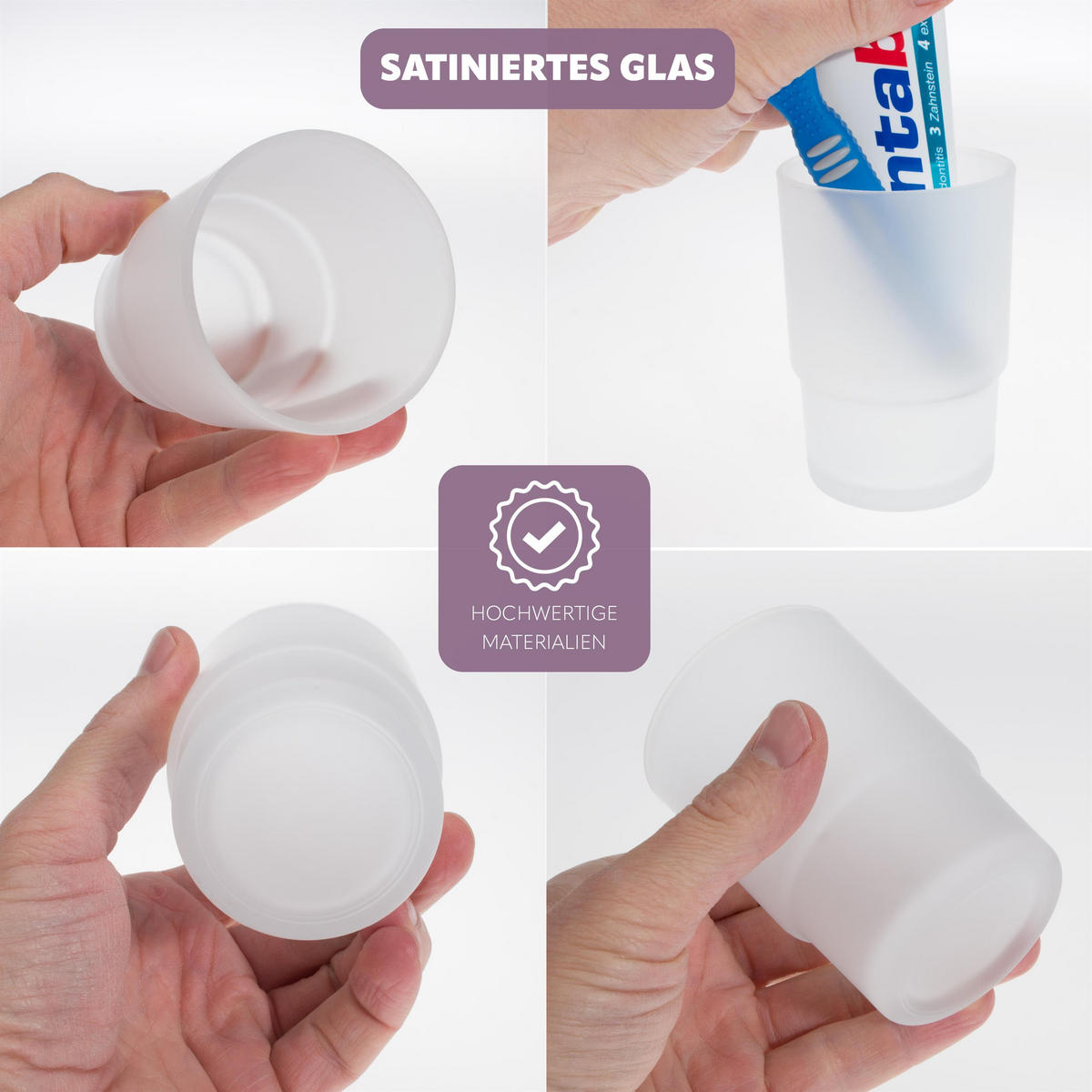 ERSATZGLASBECHER PIAZZA & LUCENTE, satiniertes Glas - Weiß, Glas (6.5/9.5/6.5cm) - bremermann