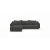 ECKSOFA SYDNEY links dunkelgrau Cord Poso 60 - Schlaffunktion, Bettkasten - Anthrazit, Textil (280/174cm) - Cornero