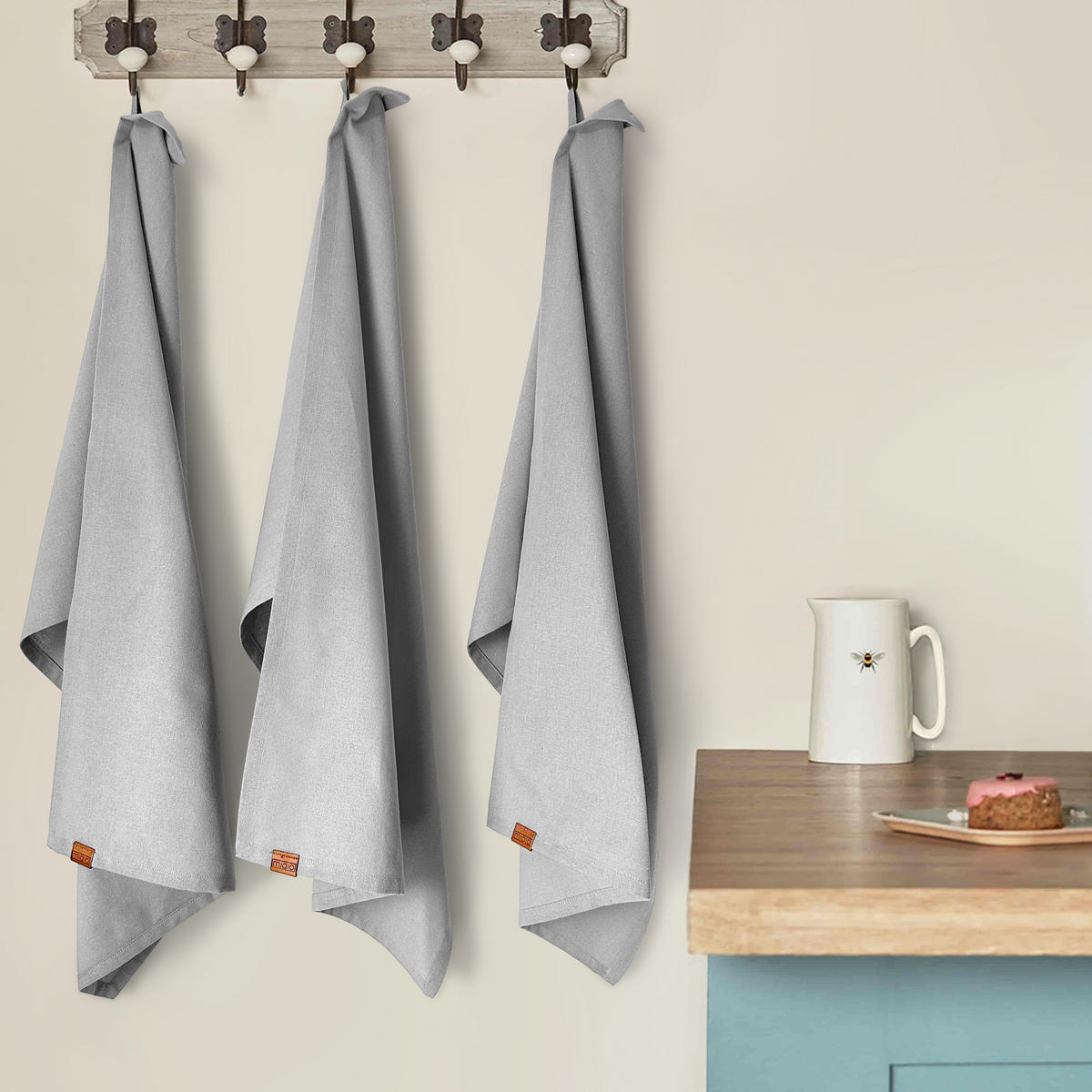 GESCHIRRTUCH 3er Set - Hellgrau, Textil (45/70cm) - Miqio Design