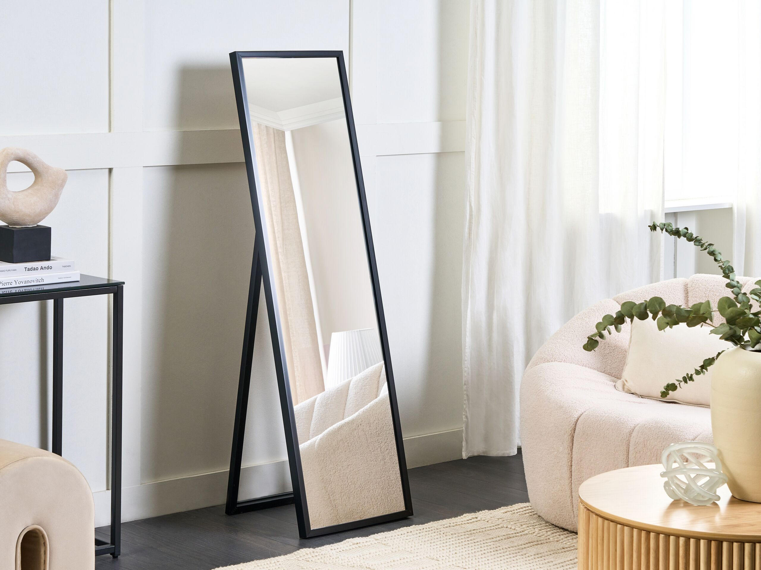 STEHSPIEGEL schwarz rechteckig 40/140 cm Torcy - Schwarz, Kunststoff (40/140/3cm) - Beliani